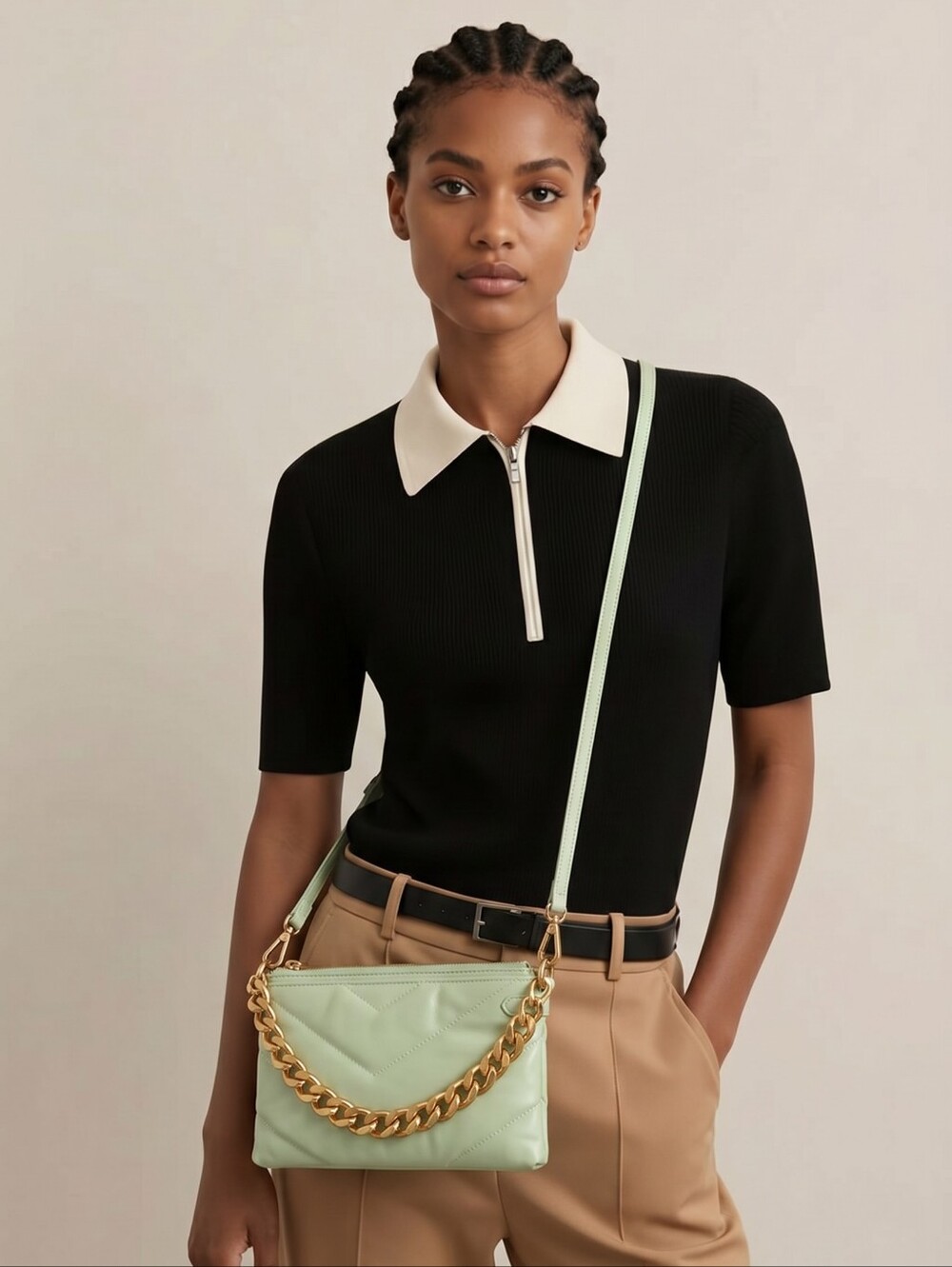Rebecca Minkoff Edie Maxi Crossbody Bag in a mint green - Picture 6 of 8